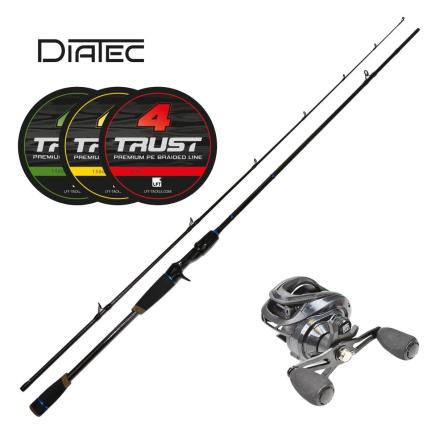 [AL-DTBC24060-CG] Combo LFT DiaTec XF Baitcast 240 30-60gr. + Storm II (Promo Braid 14/00 Green)