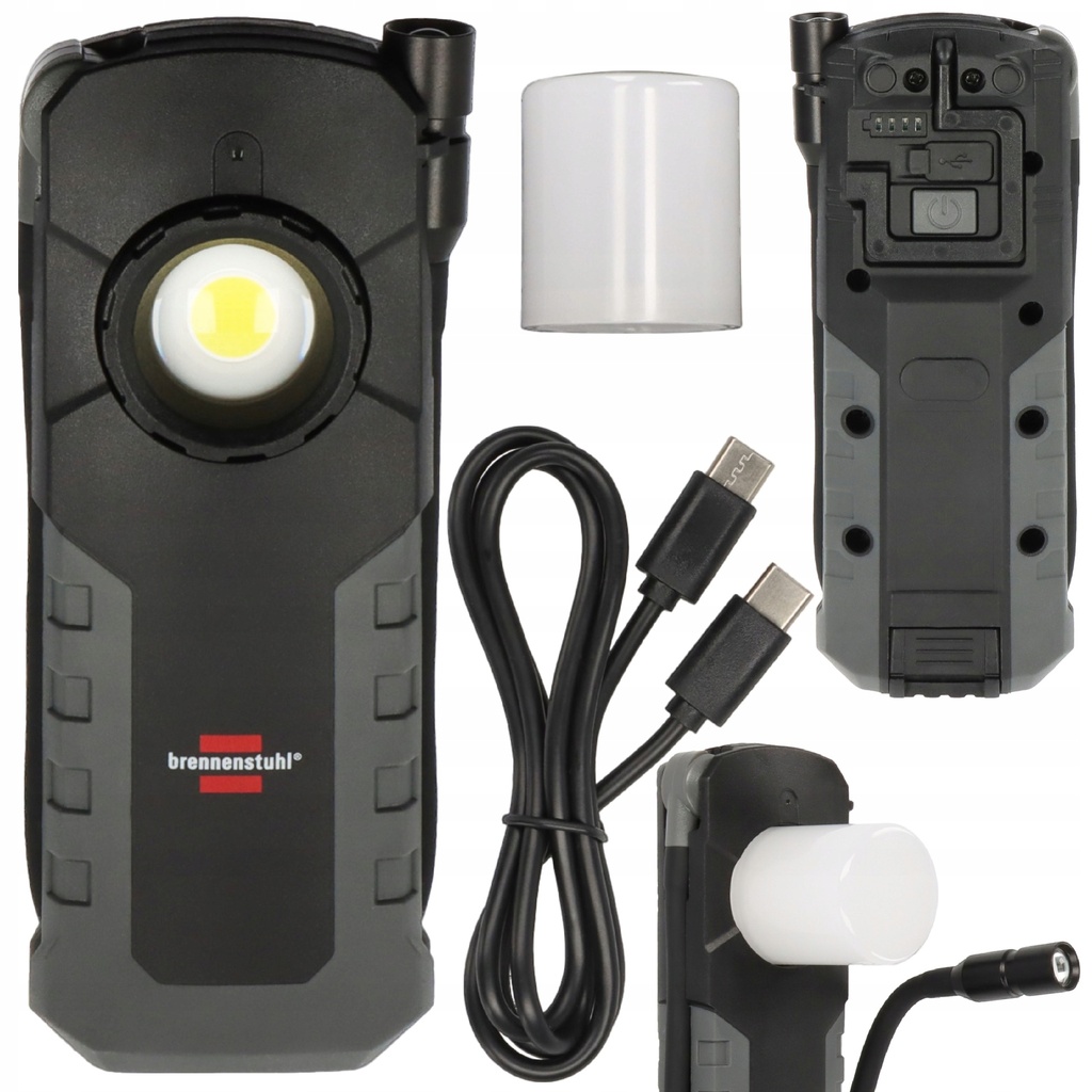 [40161] # LED werklamp COB 1000lm + buigbare LED 380lm oplaadb.