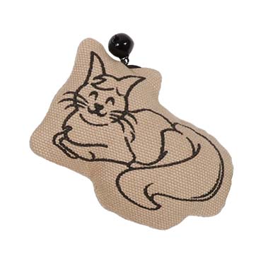 RELAXING HAPPY CAT - Kattenspeeltje met belle 10x2x6,5cm - display beige