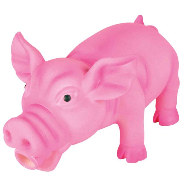 Varken, dierenstem, latex/polyestervlies, 17 cm, pink