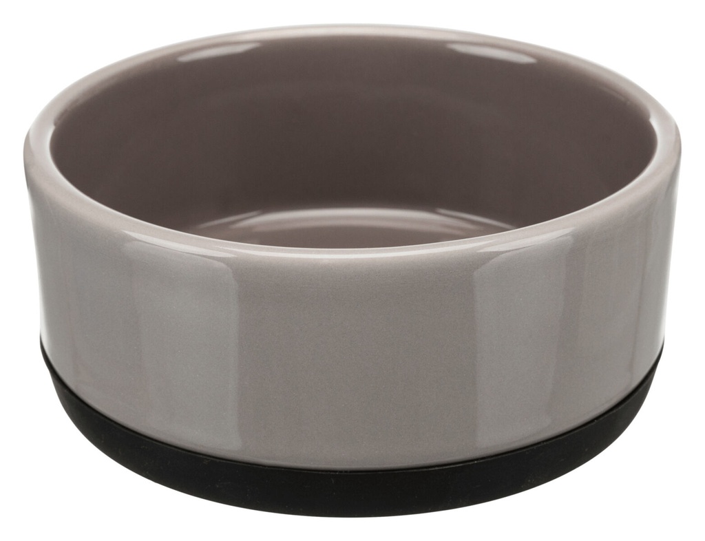 Voer/waterbak, keramiek/rubber, 0,4 l/ø 12 cm, grijs