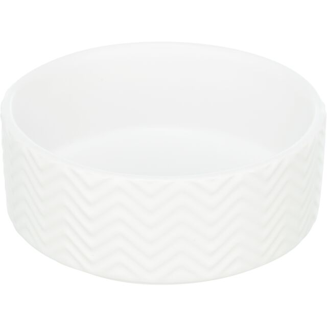 [25024] Voer/waterbak, keramiek, 0,9 l/ø 16 cm, wit