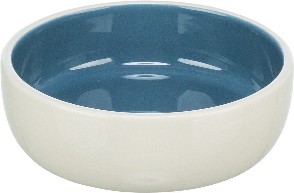 Voer/waterbak, keramiek, 0,3 l/ø 13 cm, crème/blauw