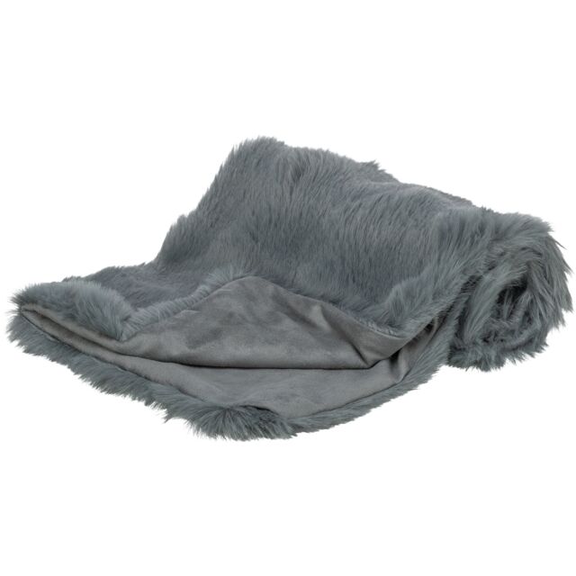 [374114] Deken Elli, pluche/velours, 100 × 70 cm, donkergrijs