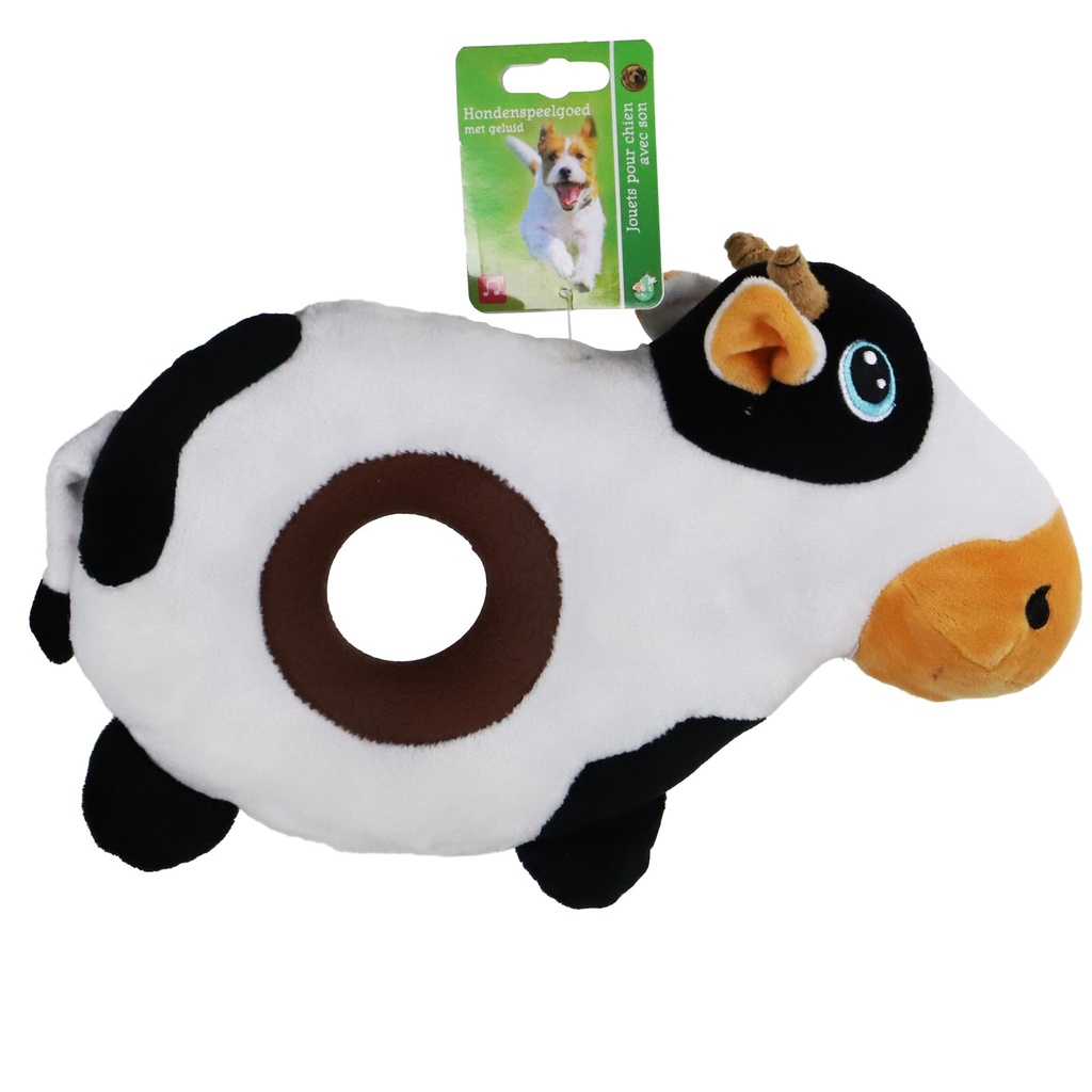 Donut koe  piep 31cm zwart wit