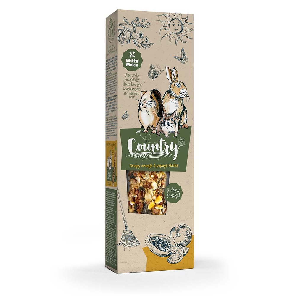 Country Knaagsticks sinas papaja 2st-180g