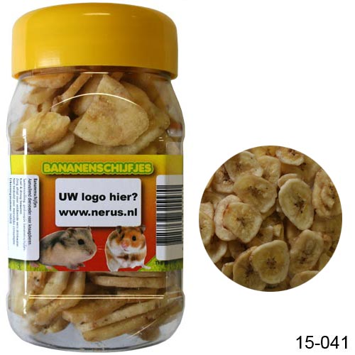 [15-041] # Banaanschijfjes knaagdier 150 gram/pot