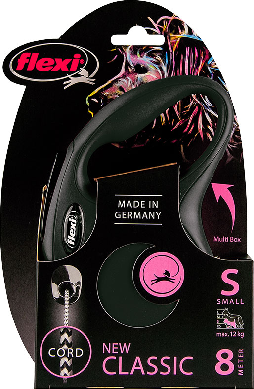 Flexi classic cord S zwart 8 meter
