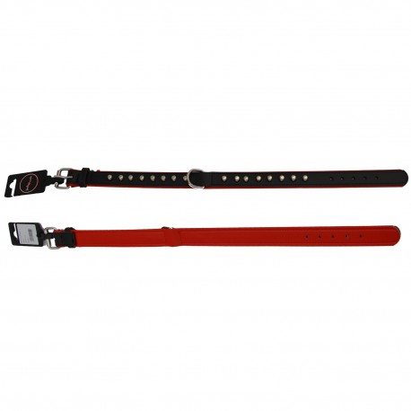 J&V STUDS HALSBANDvetleder rood 40 cm