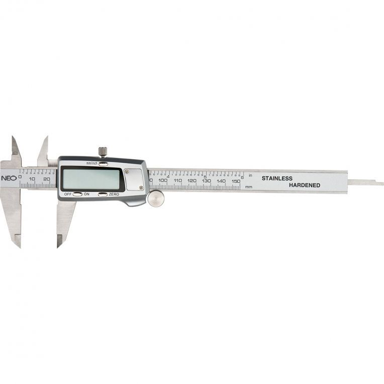 Digitale schuifmaat 0-150mm RVS, 0,02mm/m, 0-150mm, mm/inch, 5 Cijfer Display