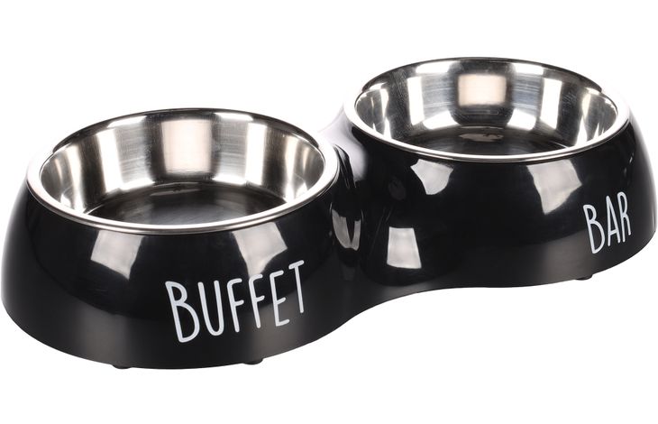 [BR_203498] # Eetpot divar duo dinner met print bar-buffet zwart M 14cm 2x470 ml