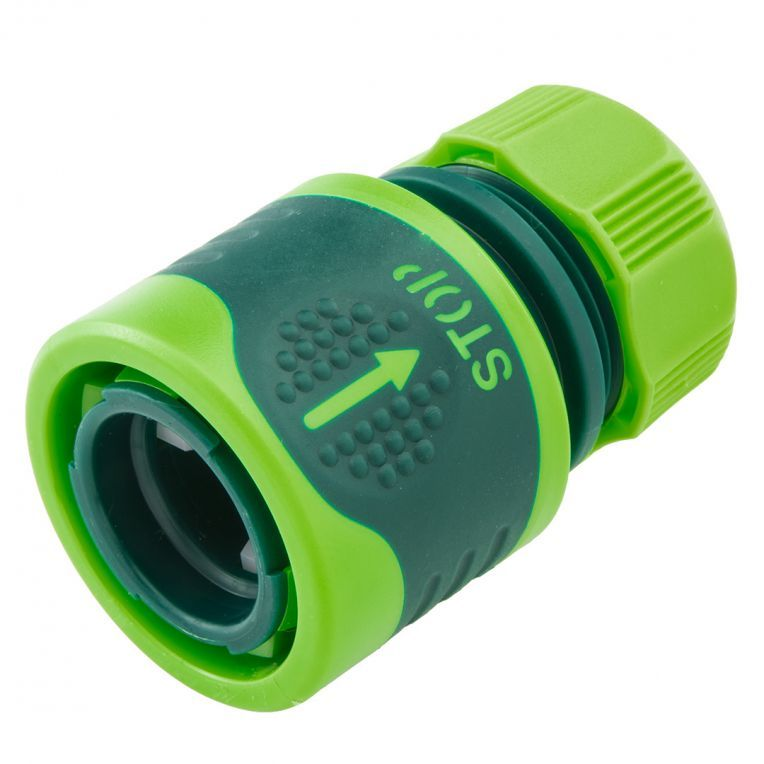 Slang koppelstuk 1/2' met STOP, BI-MATERIAAL Antislip , Hoogwaardig Kunstof met