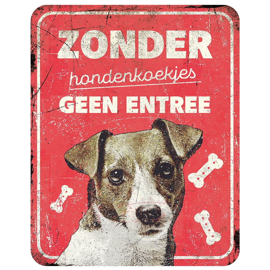 Waarschuwingsbord jack russel nl 25x20x0,3cm rood