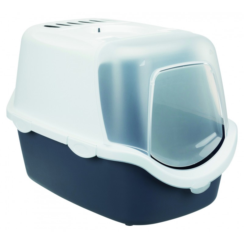 Kattenbak Vico Open Top, met kap, 40 × 40 × 56 cm, blauw grijs/wit