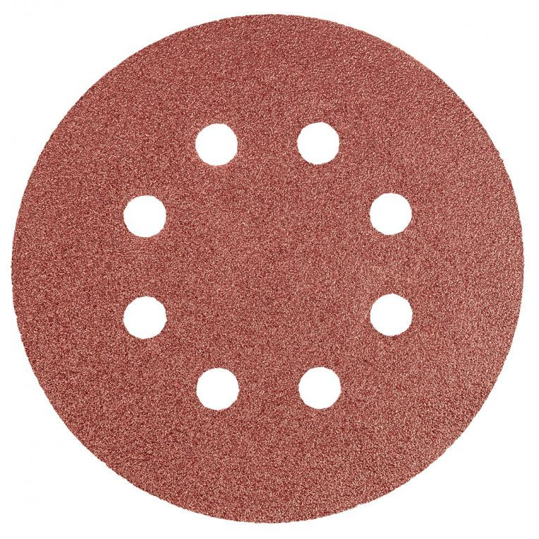 CIRKELSCHUURPAPIER 8 GATEN 125MM VELCRO K80