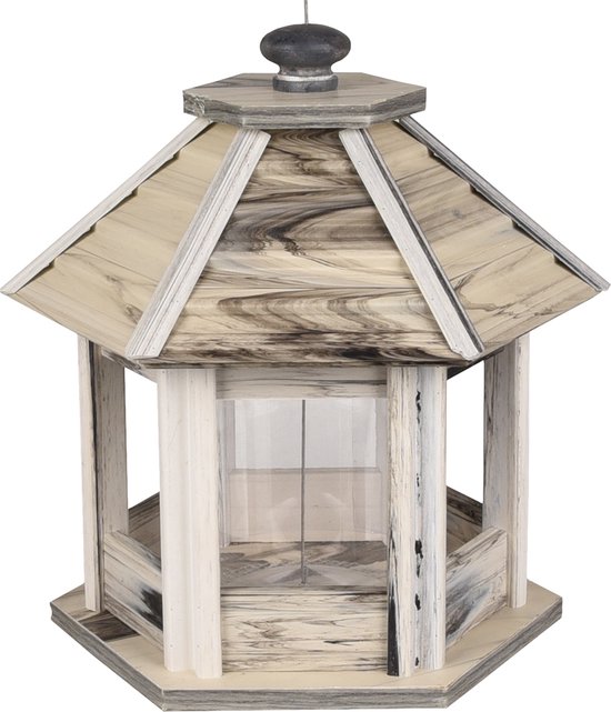 # VOEDERSILO ZADEN PAVEL KUNSTSTOF MET HOUT WIT/GRIJS 30x30x30CM